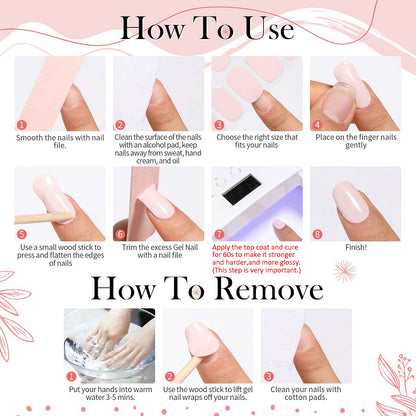 Gel Nail Wraps with UV Lamp Set